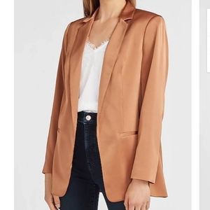 NWT. SMALL. Express Satin Notch Lapel Boyfriend Blazer